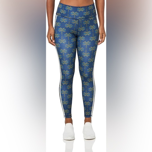Adidas X FARM Rio Blue Palm Tree Print Leggings - Picture 1 of 6